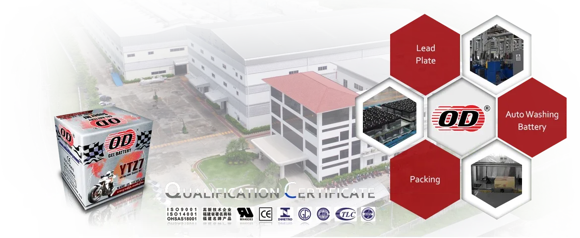 OD Battery factory: lead plate production, automatic battery washing and packing, with quality certificates
